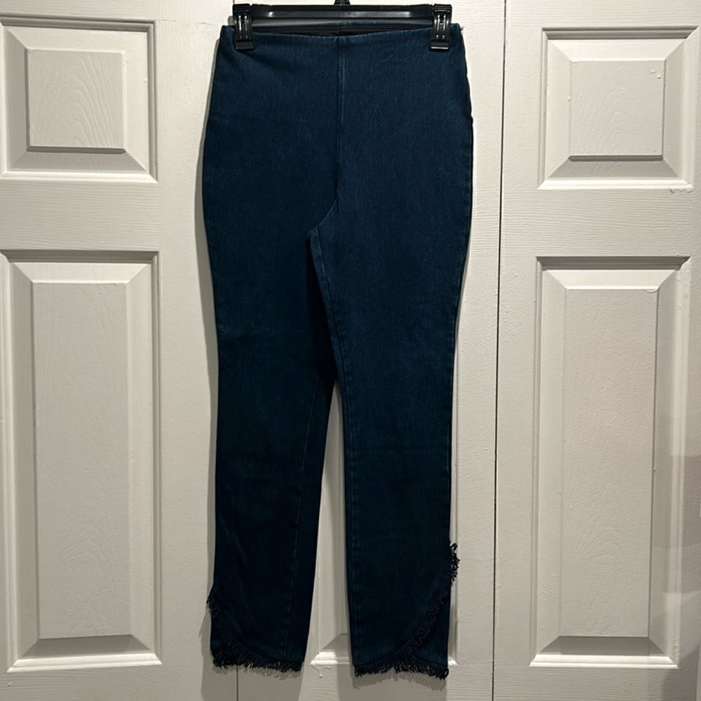 Lysse Pull Up Blue Jean Leggings, Size Small